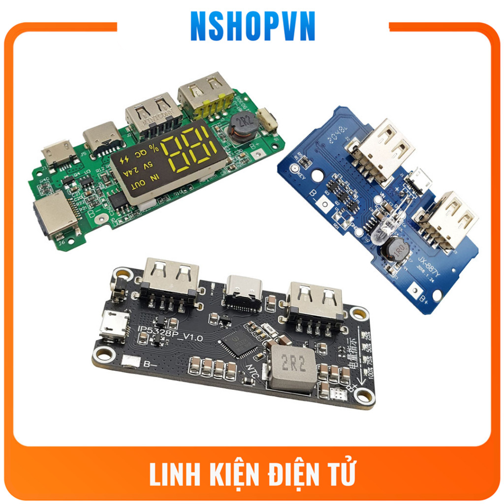 Mạch sạc dự phòng 2 cổng USB