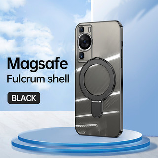 Ốp Giá Đỡ Sang Trọng Cho Huawei P60 P50 P40 P30 P20 Pro Vỏ Điện Thoại Di Động Mạ Điện Trong Suốt Bao Gồm Tất Cả Viền Vỏ Mềm Chống Rơi Với Giá Đỡ Từ Kim Loại Tròn