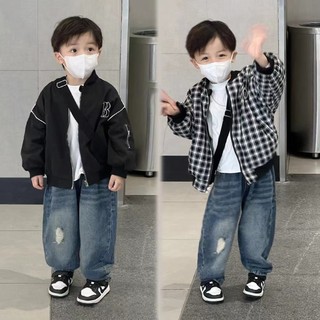 [Baile Kids] Mùa Xuân Thu Phong Cách Mới Bé Trai Mùa Xuân Áo Khoác Đồng Phục Bóng Chày Hai Mặt Mùa Xuân Thu Hàng Đầu Trẻ Em Phiên Bản Hàn Quốc Xù Đẹp Trai Trẻ Em Áo Khoác Cho Bé Hợp Thời Trang