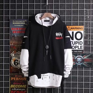 thời trang Hàn Quốc Phối màu in họa tiết Áo Hoodie có mũ trùm đầu nam Unisex Oersize