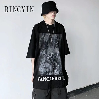 BINGYIN áo phông nam Áo Thun phông áo nam thun Áo Thun Form Rộng Ngắn Tay Unisex C98A6FH 37Z240909