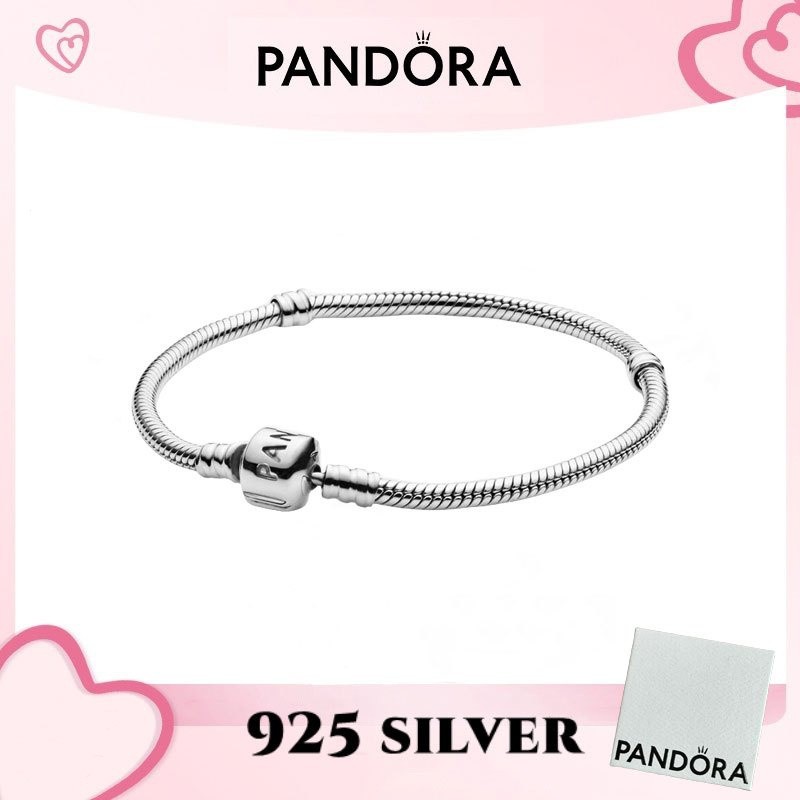 100% PANDORA S925 Bạc Trang Sức Vòng Tay Mặt Dây Chuyền Pandora Khoảnh Khắc Rắn Dây Chuyền Vòng Tay