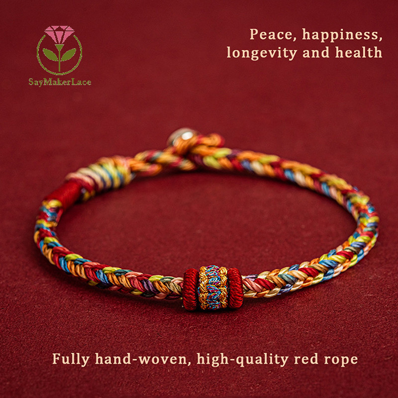 [Saymakerlace] Vòng tay bện thủ công Sợi đầy màu sắc Chúc may mắn Vòng tay dây quyến rũ dành cho nữ Nút thắt dây đỏ Vòng tay dệt Quà tặng | BigBuy360 - bigbuy360.vn