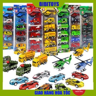 Đồ chơi bộ hộp sét 6 món ô tô máy bay chạy cót xin xò cho bé