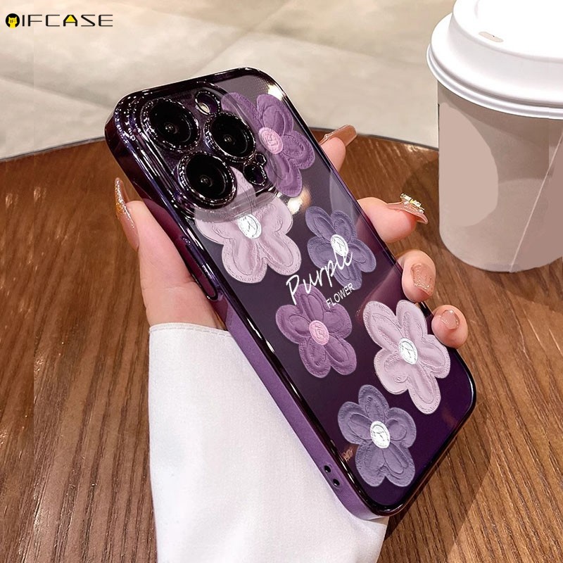 Dành Cho OPPO A79 2023 A78 A58 A58x A38 A18 A76 A74 4G 5G Ốp Điện Thoại Màu Tím Tranh Sơn Dầu Hoa Ho