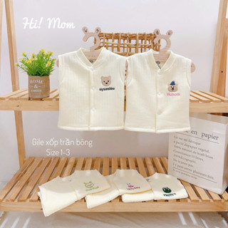  Gile bé trai bé gái sơ sinh Hi mom nền kem phong cách Hàn Quốc chất trần bông xốp dầy dặn ấm áp giữ nhiệt cho bé 