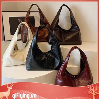 [Qiflying.vn] Túi xách nữ PU thông thường Dung tích lớn Ví đeo vai sành điệu Túi Hobo sang trọng