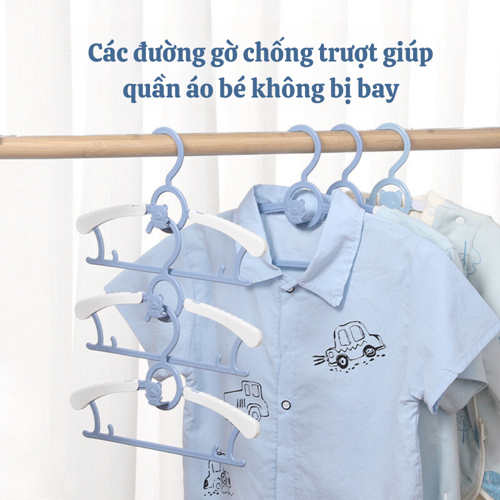 [HÀNG LOẠI 1] Móc treo quần áo trẻ em hình gấu chống trượt điều chỉnh được độ rộng nhựa PP siêu bền | BigBuy360 - bigbuy360.vn