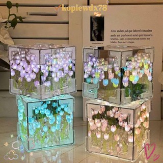 Kopiewdx78 Đèn Ngủ Tulip, 21 Hoa Acrylic LED Trang Trí Đêm Đèn, 2024 Sáng Tạo Loại Bỏ Túi Quà Tặng Magic Cube Tulips Đèn Bàn Hoa Quà Tặng Sinh Nhật