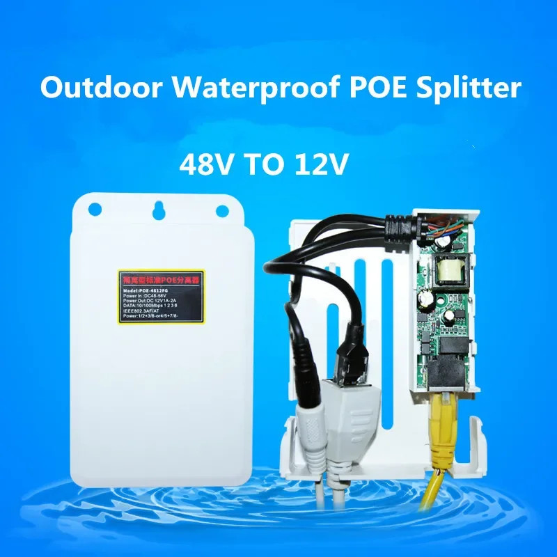 POE Splitter 48V đến 12V Ngoài Trời Poe Chia Module 12v 15w 30w Power Dc 100mbps 1000mbps Gigabit Sp