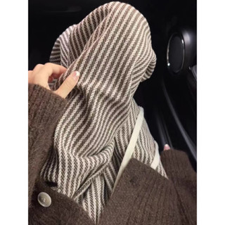 Quần len sọc dọc màu cà phê Jiashucheng quần ống rộng lau sàn lười ống đứng cổ điển thường ngày thu đông cho nữ