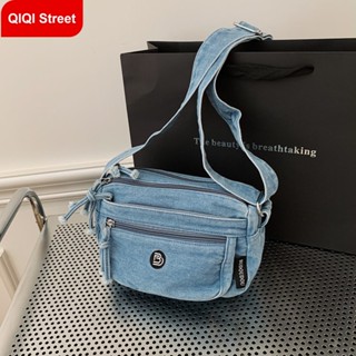  Túi đựng điện thoại túi xách nữ thông thường và bền bỉ túi đeo chéo nhiều lớp bằng vải denim thời trang 