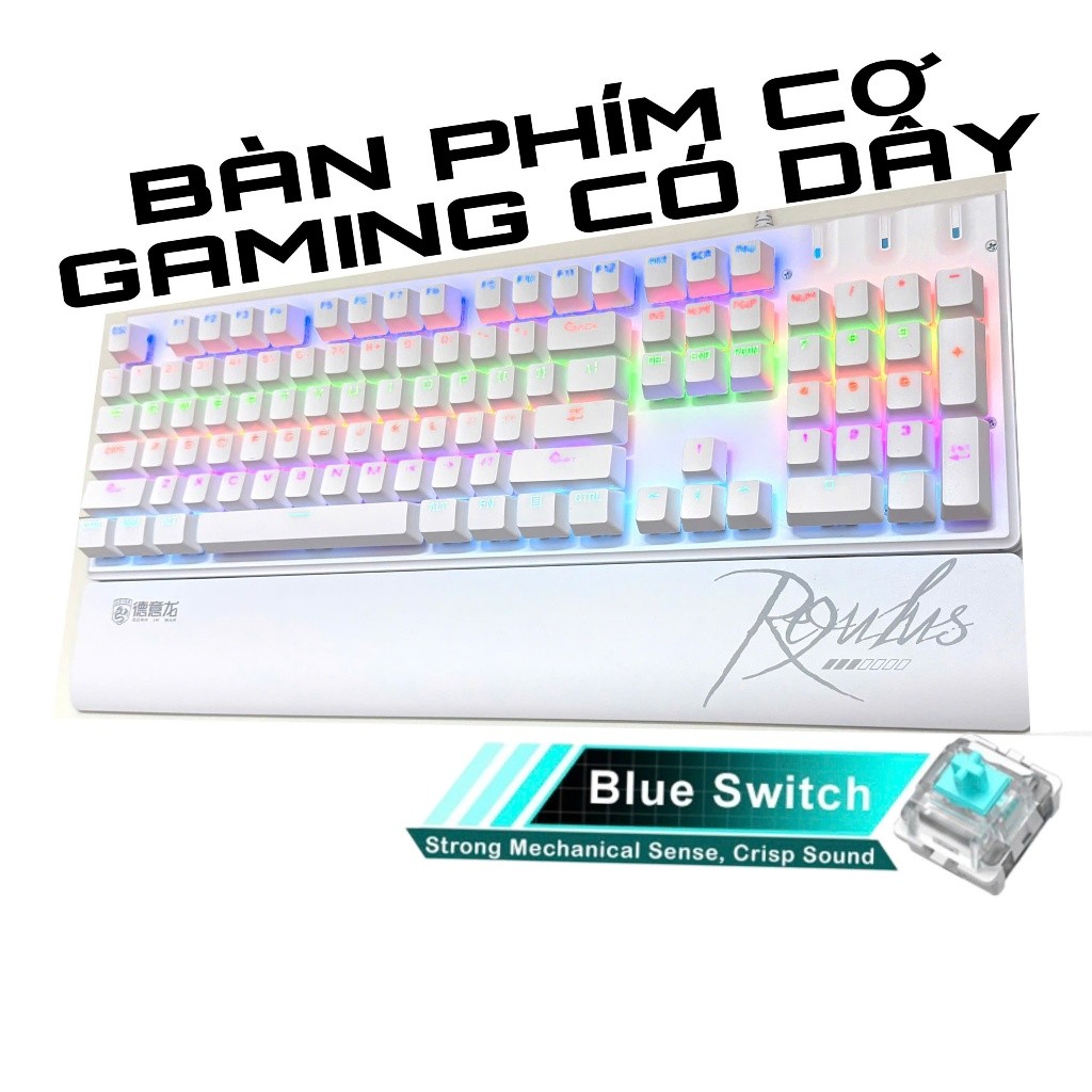 PKSMART x M105 - Bàn Phím Cơ Gaming Có Dây - Kê Tay Có Thể Tháo Rời - LED 8 Hiệu Ứng - Blue Switch -