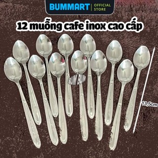 [Cao Cấp] Set 12 Muỗng Cà Phê Inox Cán Ngắn Dài 13,5cm Siêu Dày Sáng Bóng, cà phê đen, ăn sữa chua, kem, cà phê ngắn
