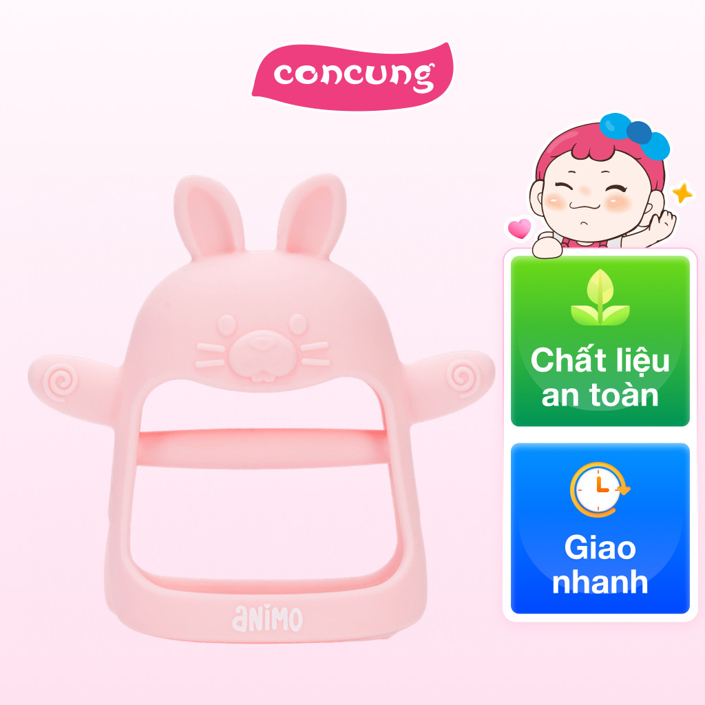 Gặm nướu vòng tay Silicone hình thỏ Animo (Hồng)
