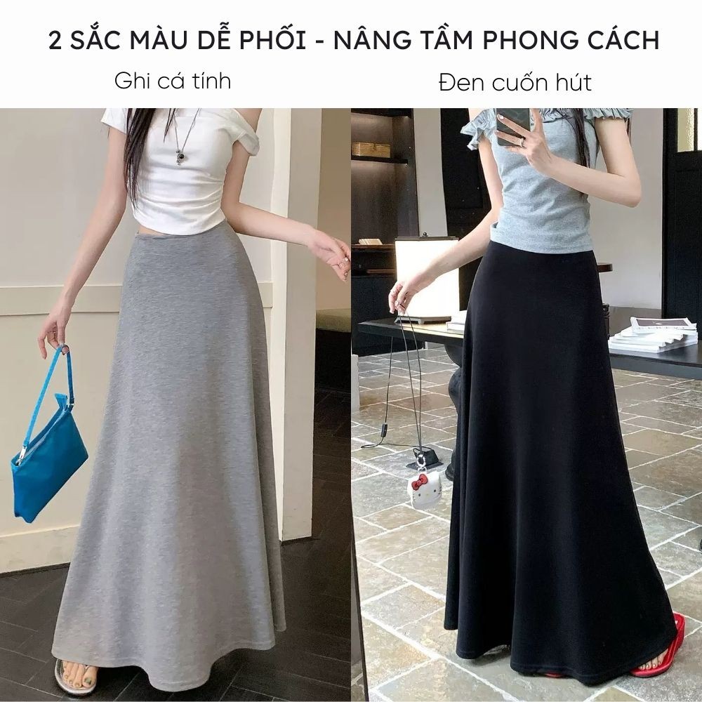 Chân váy dài dáng suông chữ A Mely Fashion Nỉ da cá mềm mịn cạp chun co giãn phong cách hàn quốc dễ mặc dễ phối đồ CV124 | BigBuy360 - bigbuy360.vn
