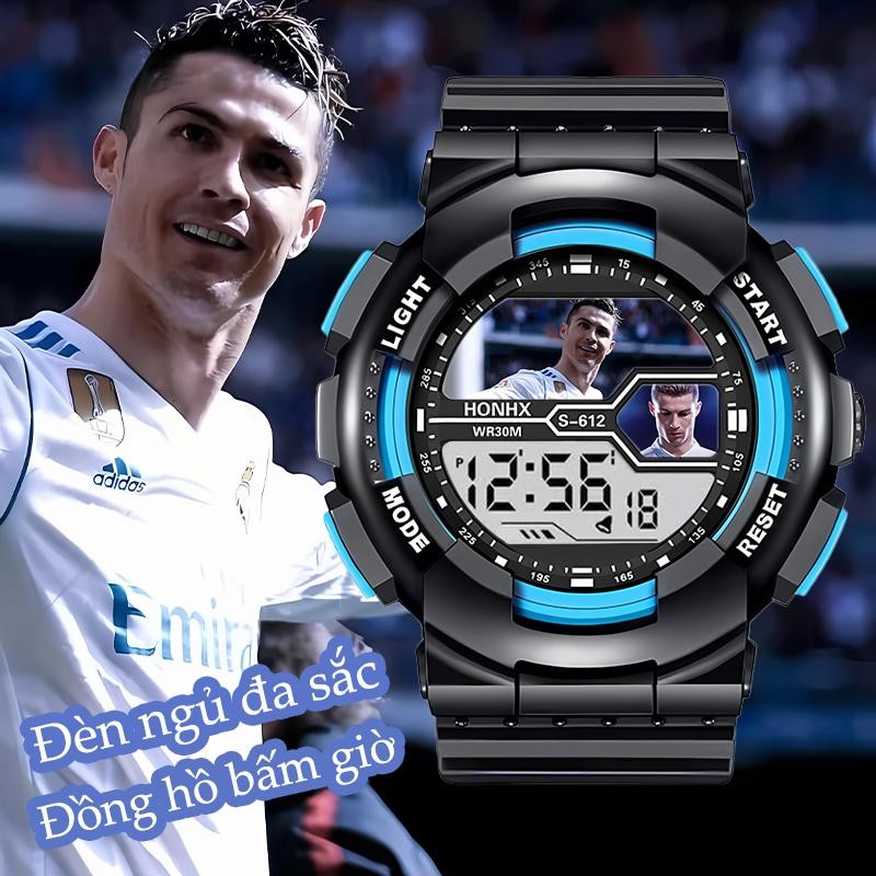 Đồng hồ thể thao điện tử, Thời trang phong cách mới, chống nước, Cristiano Ronaldo, Thích hợp cho bé trai và bé gái