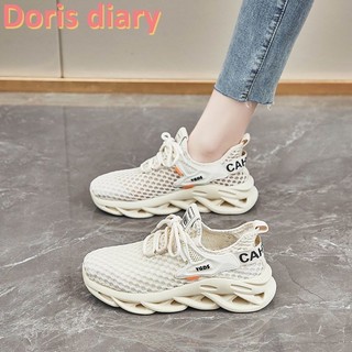 【Doris diary】Giày thể thao lưới đáy phẳng mới dành cho nữ Giày chạy bộ nhẹ đế mềm thông thường dành cho nữ