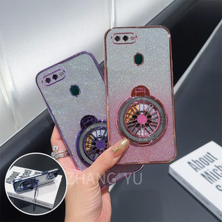Ốp lưng OPPO A5S A7 A12 F9 PRO Ốp điện thoại TPU mới mạ điện 3D giá đỡ bàn xoay ốp mềm