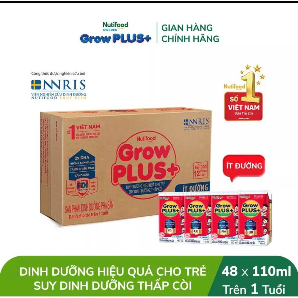 1 thùng grow plus đỏ ít đường 110ml