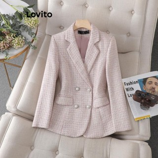 Lovito Áo khoác blazer trơn có nút thông thường dành cho nữ LNL61144