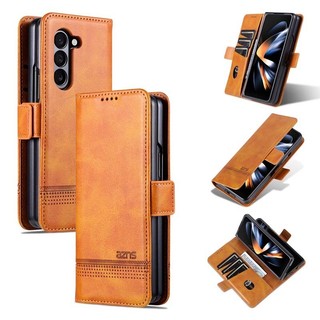 Ốp bảo vệ cho Samsung Galaxy Z Fold 6 5 4 3 Vỏ ví da PU GalaxyZ Fold6 Fold5 Fold4 Fold3 case Giá đỡ vỏ chống nứt có khe cắm thẻ bỏ túi