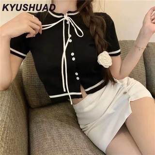 Áo sơ mi dệt kim nữ KYUSHUAD có khí chất ngọt ngào và thời trang Hàn Quốc làm lớp đế