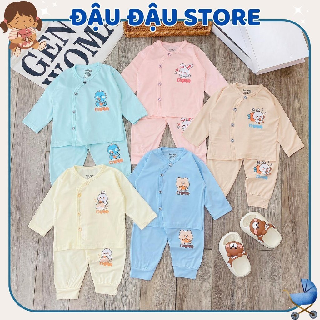 Combo 5 Bộ sơ sinh dài tay vải thun lạnh PEPTIT  cho bé sơ sinh TM mềm mịn thoải mái  0 - 9 tháng LP-DL14 Đậu Đậu Store