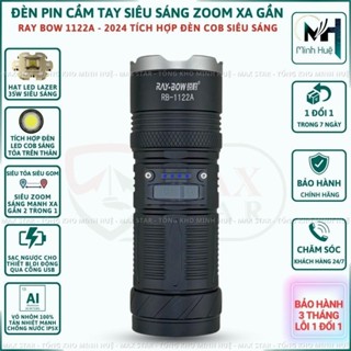  Đèn pin cầm tay siêu sáng RAY BOW 1122A 2024 chiếu xa 700 mét ZOOM xa gần sạc ngược cho điện thȯại Đèn pin RB 1122A 