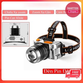 Đèn pin đội đầu 1 bóng siêu sáng chiếu xa 200m ❤️FREESHIP❤️chống thấm nước, 3 chế độ sáng có Zoom xa gần Đèn pin đội đầu