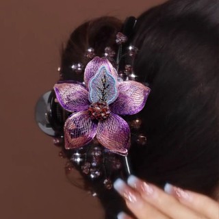 Kẹp bắt hoa dệt bằng đồng thủ công cao cấp Hàn Quốc kẹp kim loại sang trọng nhẹ phía sau đầu thanh lịch tóc Cá Mập Lớn