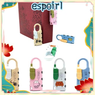 DFGF mật khẩu 3 chữ số ESPO, Khóa tủ ký túc xá chống trộm hoạt hình, Khóa móc hợp kim kẽm màu ngẫu nhiên di động Ba lô Khóa dây kéo tại nhà