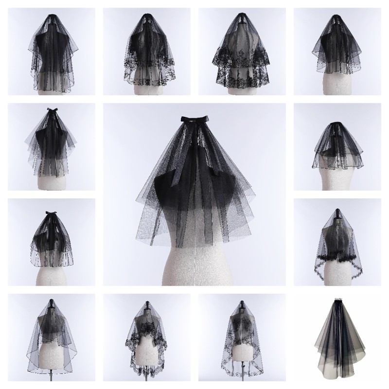 WIT Ma Quái Đen Halloween Veil Cho Hóa Trang Đảng Cưới Cô Dâu Veil Theo Chủ Đề Tập Hợp Trang Phục Tó