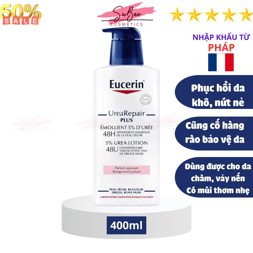 Kem dưỡng Eucerin Urea Repair Plus 5% 400ml phục hồi da rất khô nhạy cảm, cơ địa dị ứng