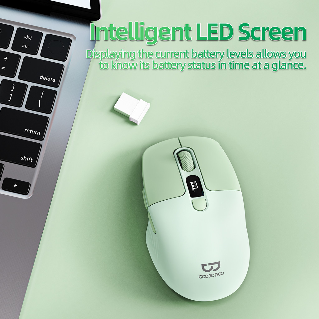 Chuột Bluetooth kép GOOJODOQ 2.4GHz Ba kết nối Thiết kế công thái học im lặng với màn hình LED và điều chỉnh dpi | BigBuy360 - bigbuy360.vn