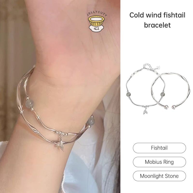 [Thạch] Vòng tay đuôi cá Vòng tay Mobius Bộ vòng tay bằng đá ánh trăng