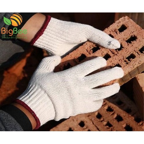 Găng tay vải sợi polyester màu trắng (1 đôi)