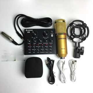 Combo Soundcard V8 Zansong Có Bluetooth + Mic Karaoke Livetream BM 900, Có AutoTune Chuẩn Phòng Thu
