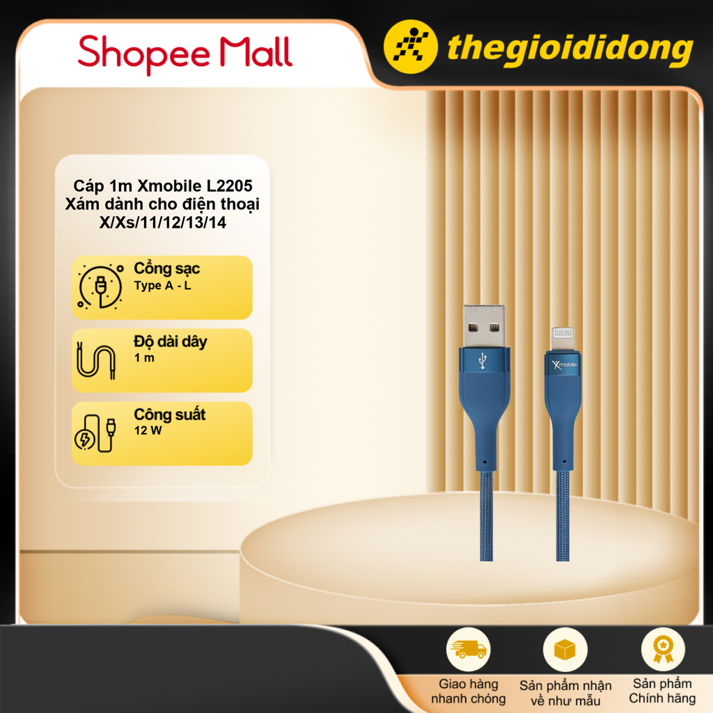Cáp 1m Xmobile L2205 dành cho điện thoại X/Xs/11/12/13/14