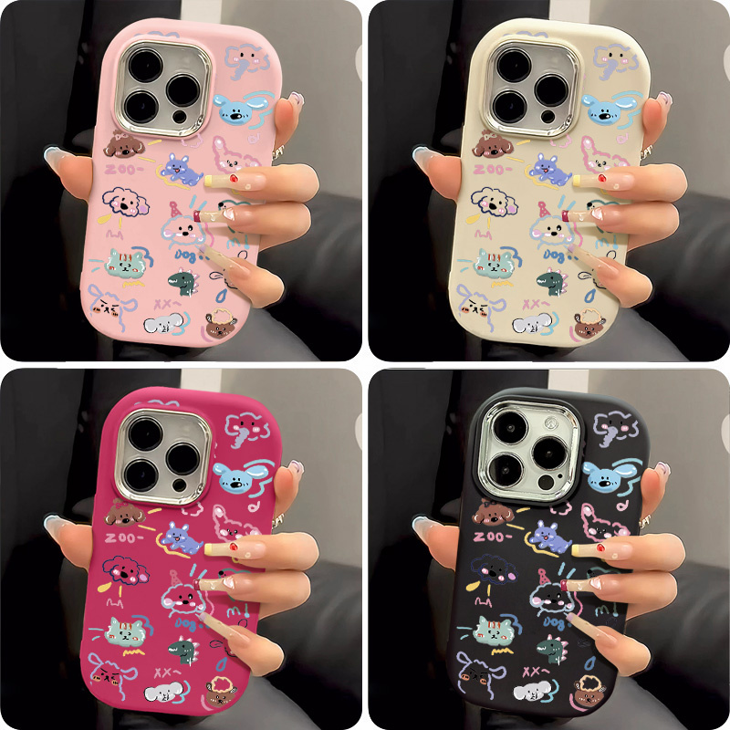 Ốp Điện Thoại Họa Tiết Động Vật Graffiti Nhiều Màu Sắc Tương Thích Cho IPhone 15 14 13 12 16Pro MAX 7 8 Plus X XR XS MAX SE2020 15plus Vỏ Mềm TPU Lỗ Lớn Cao Cấp