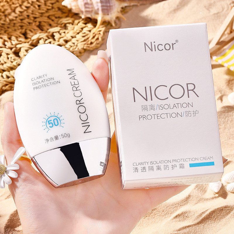 Kem chống nắng nâng tone NICOR CREAM SPF50+ giúp dưỡng trắng da, Kem chống nắng kiềm dầu bã nhờn lâu