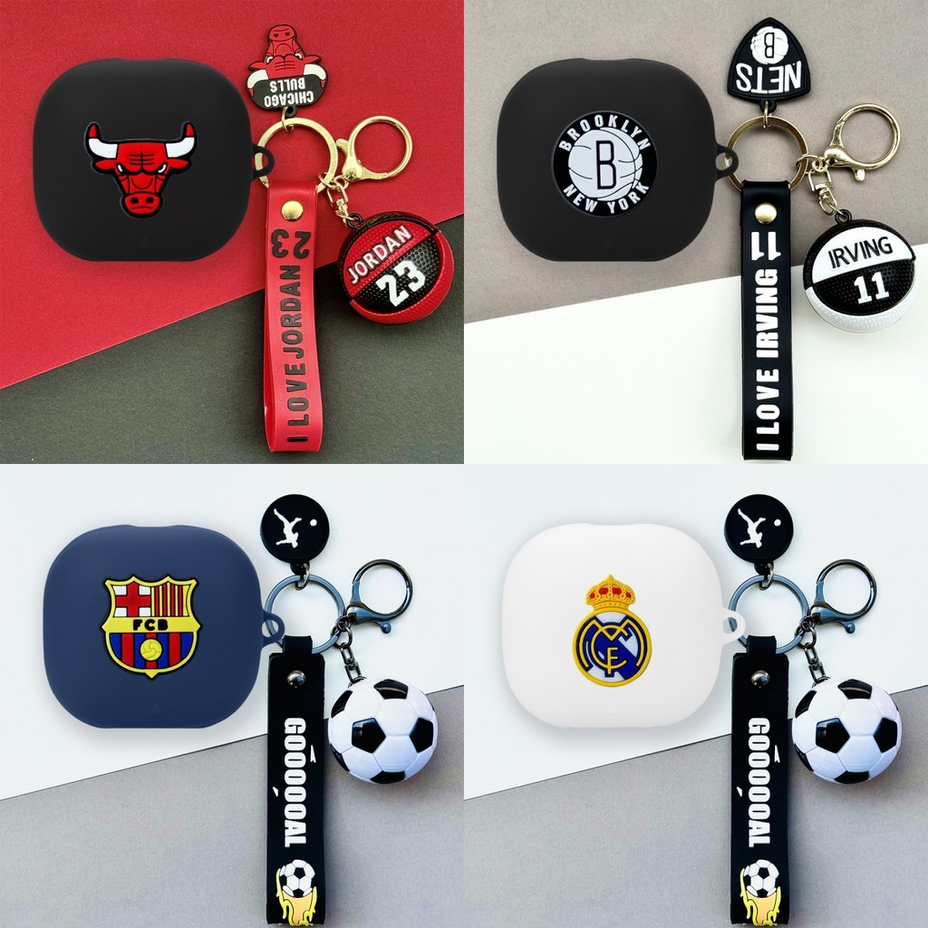 For Anker Soundcore Liberty 4 Pro Case Cartoon Basketball Football Keychain Pendant Silicone Soft Ca