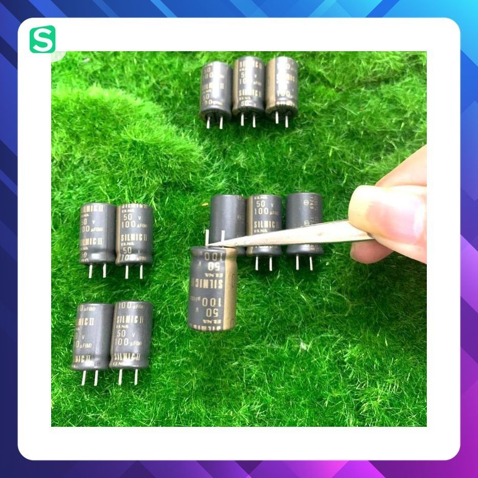 TỤ ELNA SILMIC II 50V 100UF 50V , 50V100UF , 100UF50V ( size 13x22x5.5mm ) Tụ audio elna silmic ii