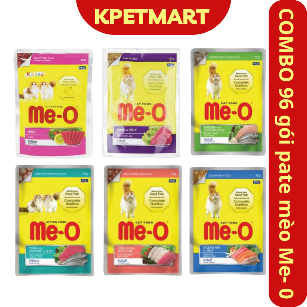 COMBO 96 Gói Pate Cho Mèo Me-o 80g - Pate Xốt Cho Mèo - Thức Ăn Dinh Dưỡng Dạng Ướt Cho Mèo - KPETMA