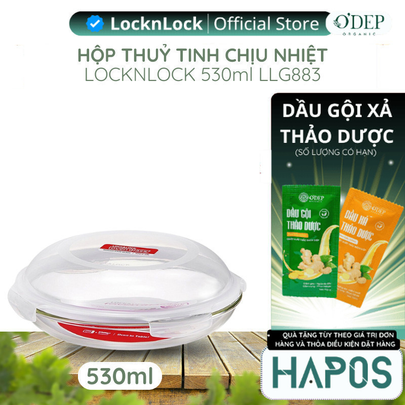 Hộp thủy tinh chịu nhiệt hình tròn Chính hãng LocknLock Glass food container round 530ml LLG883 - HA