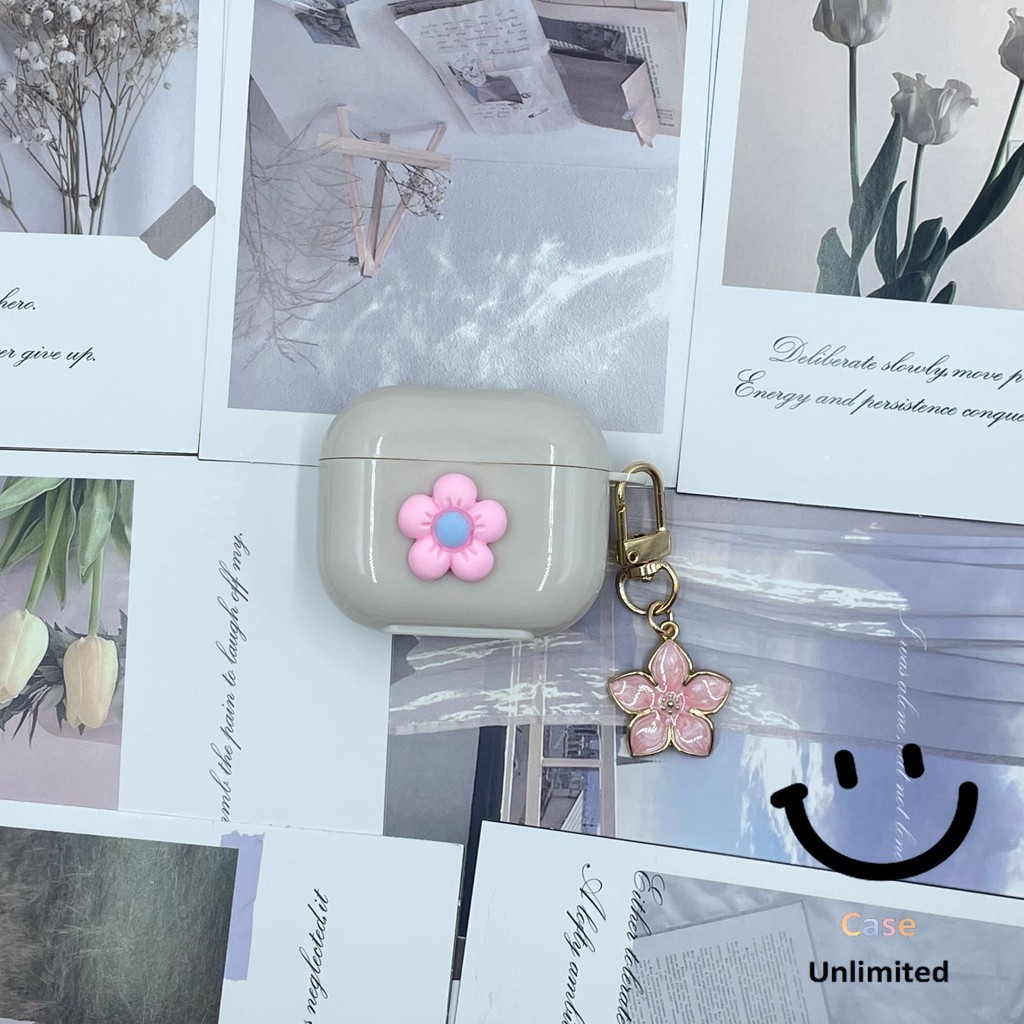 Dành Cho GOOJDOQ J201 J206 Case ốp tai ng Vỏ Tai Nghe Cá Tính Kem Trắng Hồng Đào Mặt Dây Chuyền