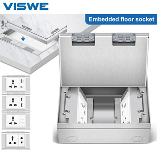 VISWE Ổ cắm sàn lõm 2 hàng Nhiều ổ cắm 3 chân và 2 chân có cổng USB và Cat6 chống gỉ sét Dòng K11D