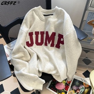 Áo Hoodie Lót Lông Cổ Tròn Thời Trang Vintage Kiểu Mỹ Dễ Phối Rộng Rãi Phong Cách 