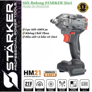  Thân Máy Siết Bulong Máy Bắn Vít Dùng Pin STARKER SK-IP400VNA - không chổi than - lực siết 400N.m 
