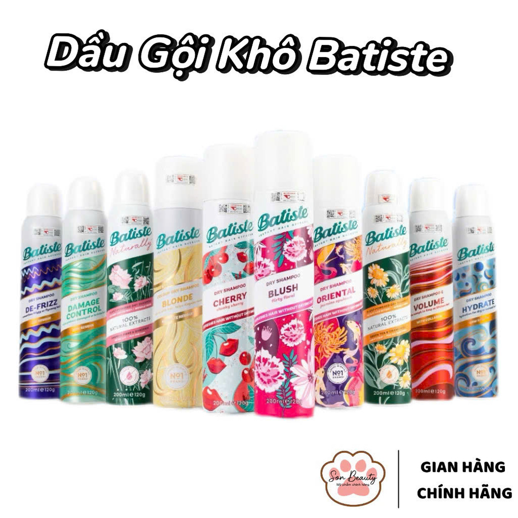[Batiste] Dầu Gội Khô Batiste Sạch Dầu Nhờn, Hết Ngứa, Thơm Bồng Bềnh Tức Thì - Batiste Dry Shampoo 